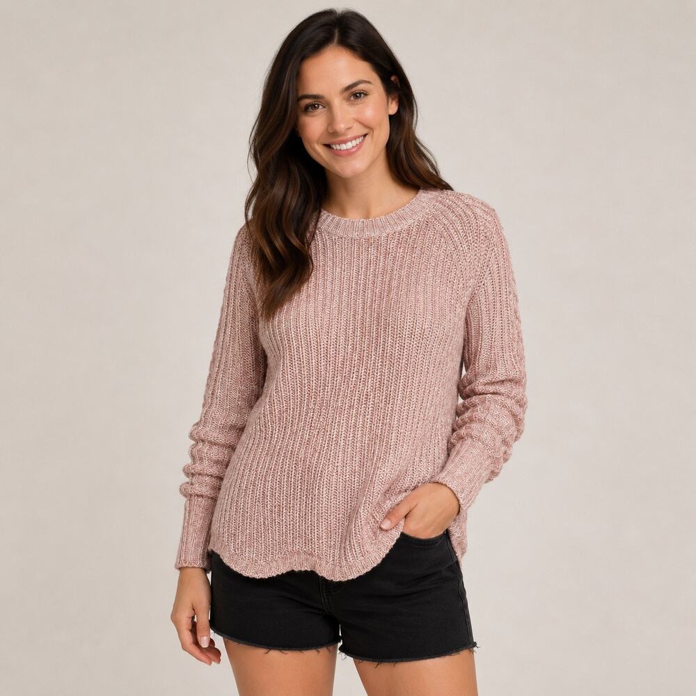 Pink Republic Womens Knit Sweater Small Mauve Pink Long Sleeve Pullover Tunic